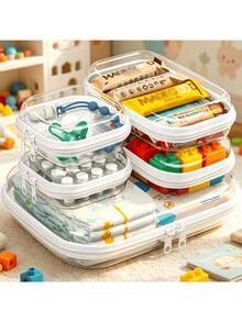 Clear Hard‑Shell Travel Organizer Set , Zipper Hard Plastic Makeup Carry Case , Waterproof Dustproof Shockproof Multi‑Purpose Toiletry Storage Container , Travel Essential For Business Trip Vacation And Daily Use , Back‑To‑School Cosmetic Accessory - Multicolor - View 12