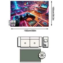 1件裝賽博龐克霓虹電競設備未來科技風水晶絨長方形地毯，3D彩色發光控制器細節，可機洗，適合電競房、臥室居家裝飾，四季通用，美學家居裝飾 - 彩色 - 查看 19