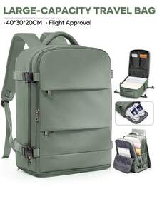 Large Capacity Travel Backpack Unisex, Compliant With Flight Standard Size, Carry-On Backpack, Waterproof Nylon, Wear-Resistant Material, Breathable Back Support, Dry/Wet Separation Shoe Compartment, Minimalist Versatile Travel Backpack, Multi-Functional Business Backpack, Middle School/High School/College Student Backpack, Laptop Backpack, Hiking Backpack, Student Backpack, Lightweight Weekend Backpack, Multi-Compartment Pockets For Organized Storage, Fits 14"/15" Laptop, Suitable For School, Commute, Travel - Multicolor - View 12