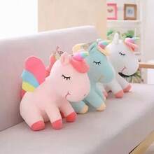 Unicornio Pony De Peluche Arcoiris Tipo Pegaso Almohada 30cm - Rosa - Ver 7