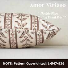Amor Virisso Floral Pillow Covers 18x18 Set Of 2 Block Print Pillow Cover Neutral Boho Farmhouse Accent Striped Decorative Pillow Covers For Sofa Bed, - Brown - View 11