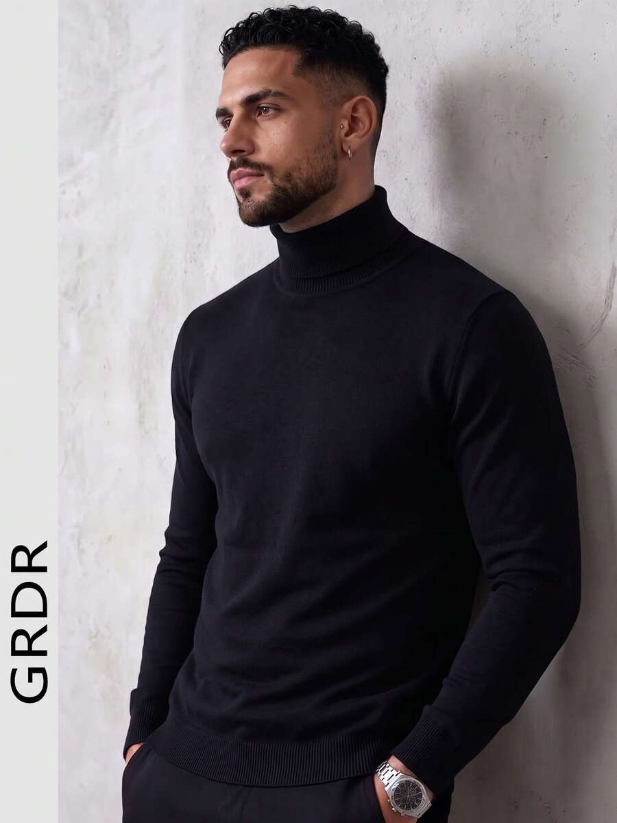 GRDR Men's Crew Neck Long Sleeve Sweater, Versatile Everyday Wear Knitted Pullover
