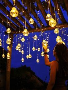 1pc Wish Ball String Lights, USB Powered, Wall-Mountable, Plastic Material, Suitable For Home Gatherings, Parties, Indoor Holiday Decor, Car Decor, Room Decor, Mother's Day Gift - M20-wishing Ball Curtain Lights - View 4