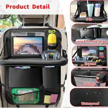 1/2pcs Car Back Seat PU Material Storage Bag, Seat Back Protector, Anti-Kick Pad, Travel Accessory - Black - View 10