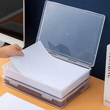 1pc Transparent Large/Medium/Small Document Storage Box, Home Certificate Important Document Storage, Book Stationery Small Item Organizer - Clear - View 4