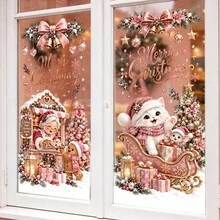 1/6pcs Christmas Window Cling, Static Cling, Reusable, For Living Room Window, Santa Snowman Nutcracker Bear Gift Print, Holiday Window Decor - Christmas Window Film - View 12
