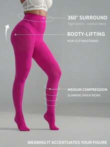 Women's Rose Red Plus Size Silky Soft Fashionable Anti-Snag Pantyhose, Suitable For Holiday And Party Outfits - Hot Pink - View 4