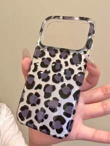 Ins Korean Style Niche Premium Chic Leopard Print Double Layer Phone Case Compatible With IPhone 18, 17 Pro Max, 18 Pro, 15, 14, 16, Full Coverage Shockproof Protective Cover For Women - Black - View 2