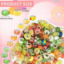 31/51/101 Pieces European-Style Large-Hole Beads-Mixed-Color, Assorted-Style Spacer Beads-Suitable For DIY Beaded Keychains, Necklaces, And Bracelets. - Orange Yellow Green - View 2