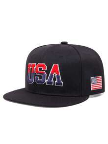 1pc Fashion Creative Baseball Cap, American Embroidery Street Hip Hop Hat, Skateboard Hat, Outdoor Adjustable Decorative Sun Hat, Unisex Flat Brim Cap - USA - View 4