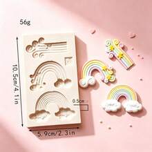 Rainbow Cloud Silicone Mold Non-Stick Fondant Candy Chocolate Baking Tool For Cake Decoration DIY - Light Grey - View 3