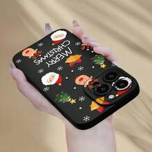 Christmas Element Combination Minimalist Print Phone Case, Black Classic Style Suitable For IPhone11/12/13/14/15/16/16Pro/16ProMax/17/17pro/17ProMax/18pro 18ProMax - Multicolor - View 3