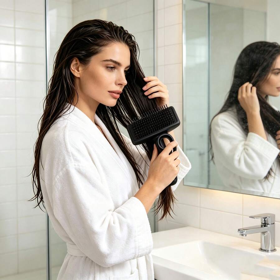 5pcs/3pcs/1pc Portable Finger Ring Shampoo Comb, Head Massage Scratch Comb, Unisex Bathroom Scalp Cleaning Small Comb - A - View 1