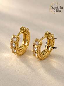 6pcs/3pairs Women's Luxury Minimalist Zirconia Starry Earrings Set, Suitable For Daily Commute, Party, Nightclub And Other Occasions - Gold - View 9