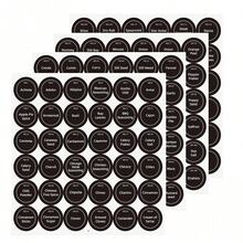 4/5 Sheets 180pcs Spice Labels Round Adhesive Spice Jars Labels Stickers Blank Writable Labels Seasoning Labels For Kitchen Pantry Jars Caps Food Containers Spice Organizers - Black - View 1