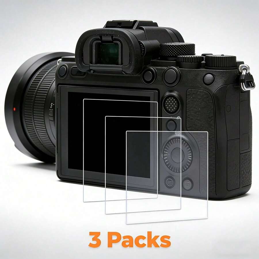 3片組螢幕保護貼，適用於 Alpha 7C II/A7C2/ZVE10 II/A7CR/ZVE I/A7CM2/A7CM2/A7C II/A7M4/A6700/A74 相機，9H 硬度鋼化玻璃材質，防刮、防眩光、防指紋