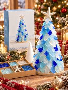 DIY Mini Desktop Christmas Tree, European Vintage Finish Art Decor, Study Or Office Desk Decoration, Photography Prop, Decorative Craft Gift, Suitable For Home, Bedroom Or Office Desktop Decor - A - View 2