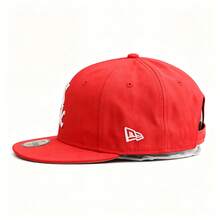 Topi Baseball Fashion Unisex New Era, Suede, Pinggiran Datar yang Dapat Diatur, 11925 - Merah - View 2