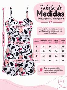 Pijama Feminino Macaquinho Curto Estampado, Alcinha, Confortável e Leve para Dormir - Multicolorido - Visão 8