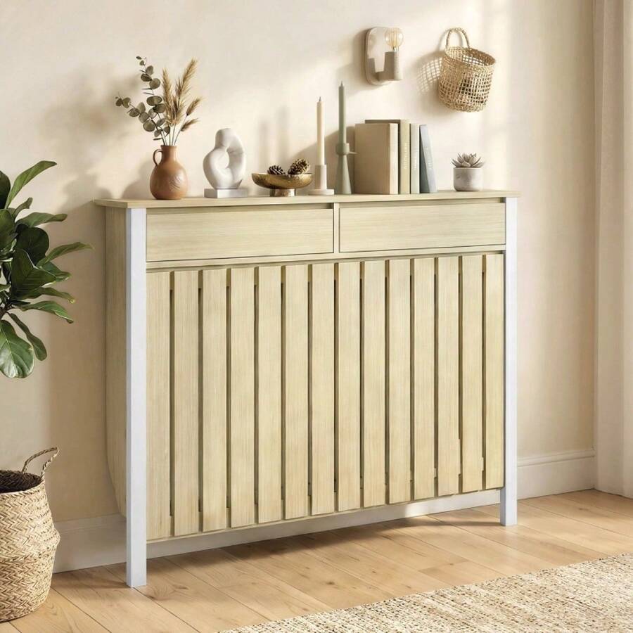 93 X 119cm Rustic-Look Radiator Cover - Oak - 1 - View 1