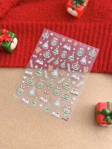 1pc Silver Foil Christmas Tree & Gingerbread Man Nail Decals, Self-Adhesive Snowflake Nail Art Stickers For Autumn - Grey - View 9