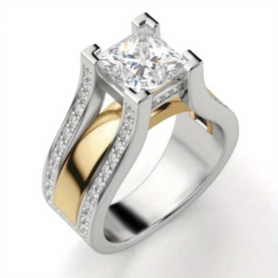Elegant Luxury Ring, Classic Dual-Tone Unisex Ring, Suitable For Weddings And Banquets, Perfect Holiday Gift - Silver - View 1
