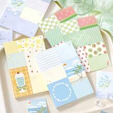 Patchwork Sticky Notes Series Summer Theme Planner Decorative Paper Non-Adhesive Material For Notebooks, Diaries, Planners, Back To School Season, School Opening Season - one-size - View 1