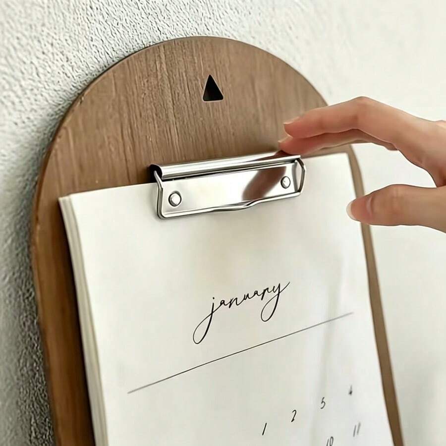 1pc A4 Vintage Wooden Clipboard, 2D Flat Clip Writing Board, Multi-Functional Folder, Suitable For Sketching, Notes, Photos, Desktop Decor Prop, School, Office And Back To School Gift - Multicolor - View 1