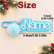 Custom Name Pom Pom Keychain, Personalized Key Chain, Bag Charm, Customized Key Accessory, Customizable Keychains, Christmas Gift 2026 - Multicolor - View 2
