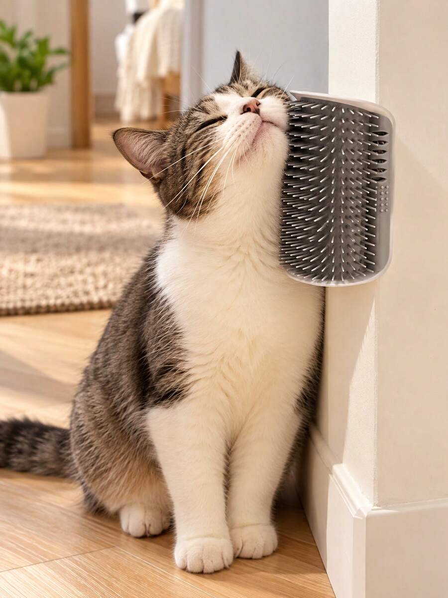 Pet Cat & Dog Grooming Cleaning & Fur Brushing Comb, Scratching & Itch Relief Corner Scratching Board/Itch Relief Tool, Both Home Decor & Cat Toy