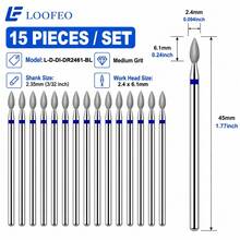 15Pcs Diamond Nail Drill Bits 3/32" Shank, Professional Cuticle & Dead Skin Removal Manicure Salon Accessories - Multicolor - View 9