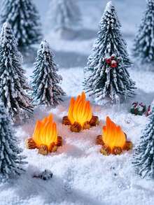 1/10pcs Mini Resin Campfire Figurines, Miniature Realistic Fire Decorations, Suitable For Christmas Village Scenes, Fairy Garden, Dollhouse, Micro Landscape, DIY Crafts, Desktop Display And Winter Holiday Scene Making Accessories - Multicolor - View 1