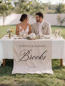 Linen Wedding Table Runner, Personalized Custom Banner, And Name Decor For A Sweet Reception-Suitable For Wedding And Party Decorations. - Multicolor - View 2