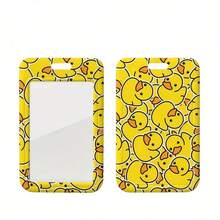 2D Style, 1pc/Pack, Cute Yellow Duck Shaped Wrist Strap ID Badge Holder, Multi-Functional Plastic Oil-Resistant Name Tag Clip, Suitable For Work, Study And Daily Use - Rectangle - View 4