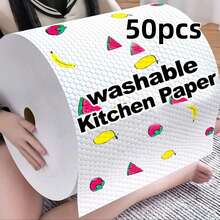 Washable Kitchen Paper Towels, Disposable Cleaning Wipes, Highly Absorbent, Non-Greasy, Roll Design, Random Patterns, Suitable For Kitchen, Car, Living Room, Bathroom, Bedroom And Other Places, Essential For Kitchen Cleaning, Also Serves As Decorative Function. - Multicolor - View 12