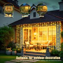 Solar Waterfall Curtain Fairy Lights, Gentle Twinkling LED Hanging Ropes, Auto Night On, Waterproof Solar Lights, Perfect For Window Display, Home Aesthetic, Party & Xmas Decor - Curtain Lights - View 7