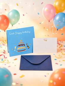 1pc Customized Text 3D Pop-Up Greeting Card, Creative Premium Card For Holiday Party Birthday, Floral Decoration Message Card - Single Piece - View 4