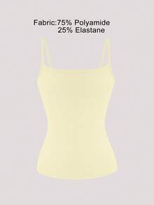 XLLAIS Tank Top Wanita Seksi Tanpa Punggung, Camisole Kasual Elastis dengan Tali Spaghetti untuk Musim Panas, Cocok untuk Bepergian. - Kuning krem - View 7