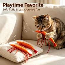 5pcs Shrimp-Shaped Cat Toys, Suitable For Kittens And Adult Cats, Interactive Hunting Games, Durable Nylon Bite-Resistant Toys, Can Be Used For Hand Gesture Training, Promote Play And Intellectual Stimulation, No Battery Required - View 2