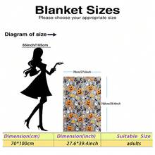 1pc Halloween Gray Background Pumpkin Skull Ghost Digital Print Flannel Blanket - Modern Style, Soft Comfortable Polyester Knitted Fabric For All Seasons, Multi-Purpose, Suitable For Sofa, Bed, Travel, Camping, Chair, Gift Blanket - Grey - View 10