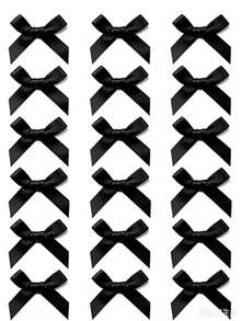 18 Pcs Ballet Style Teen Cute Elegant White Ribbon Bow Hair Clips - Black - View 4