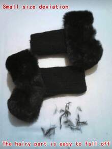 1 Pair Knitted Leg Warmers, Solid Color Knitted Fluffy Leg Cuffs, Short Style, Y2k, Cozy - Multicolor - View 10