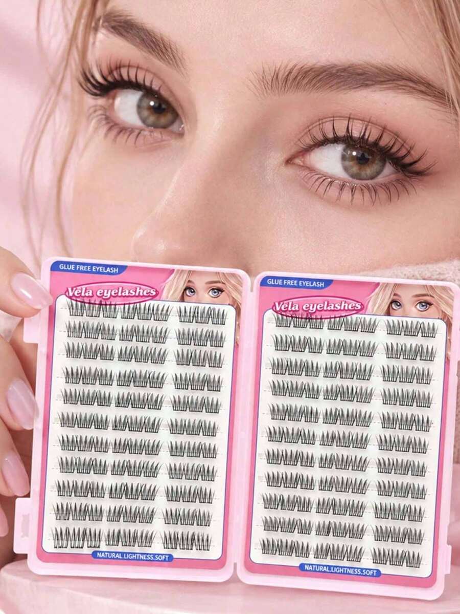 ACE Glue-Free Removable Segmented False Eyelashes, Natural-Looking Upper Lashes, Large Capacity 12 Rows Self-Adhesive Clusters - View 1