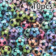 10/20pcs 16mm Mixed-Color Soccer-Shaped AB-Finish Acrylic Beads – Perfect For Stylish, Fun Bracelets And Craft Projects - Multicolor - View 8