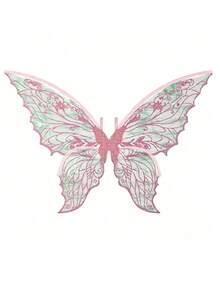 Colorful Laser Double-Layer Butterfly Wings Back Decor, Forest Style Fairy Wings Girl Birthday Party Photo Prop, Halloween Cosplay Fairy Angel Wings Accessory - View 1