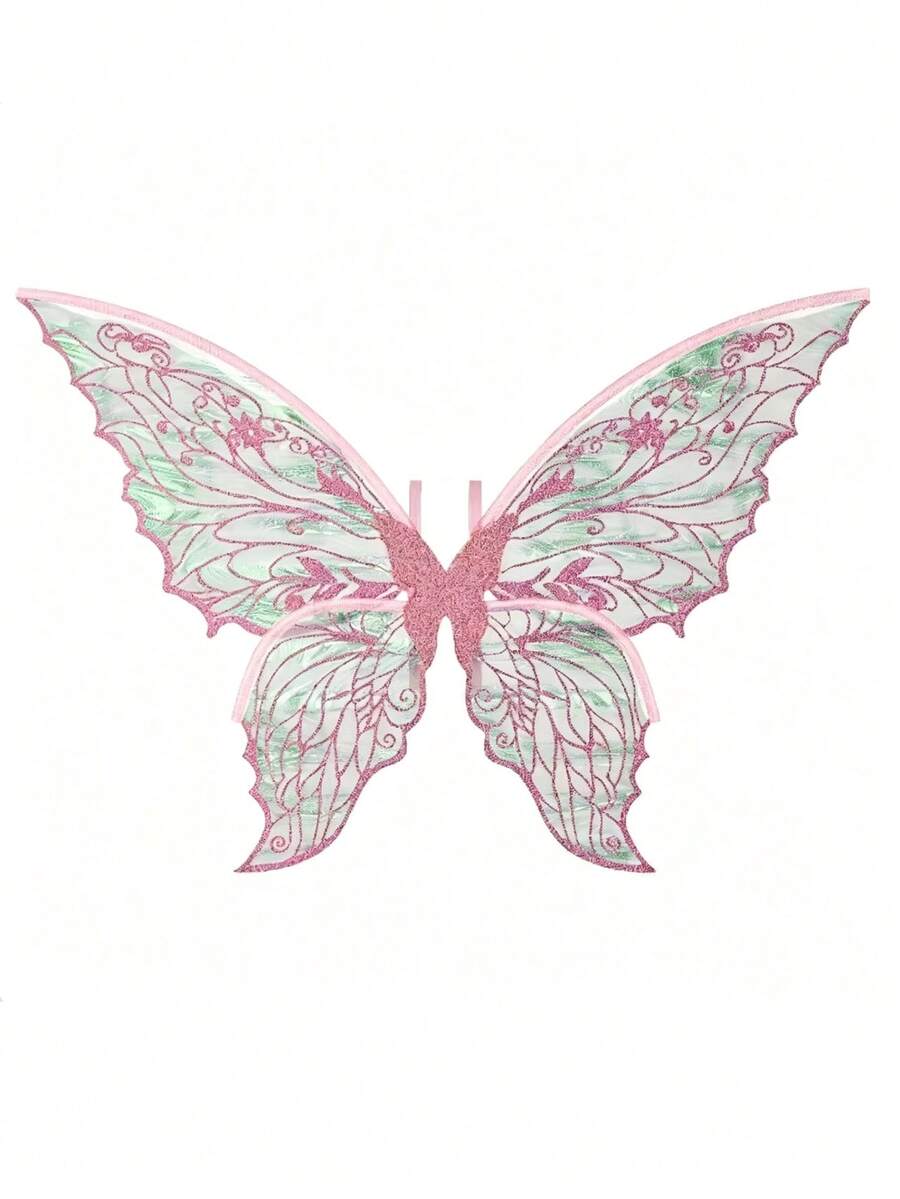 Colorful Laser Double-Layer Butterfly Wings Back Decor, Forest Style Fairy Wings Girl Birthday Party Photo Prop, Halloween Cosplay Fairy Angel Wings Accessory - View 1
