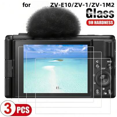 3pcs 9H Tempered Glass Screen Protector, Compatible With Sony ZV-E10/ZV-1/ZV-1M2/A7R5/A7RM5/A7R V, Camera Screen Protector, High Definition Transparent, Scratch Resistant, Anti-Fingerprint, Anti-Oil, Camera Accessories.