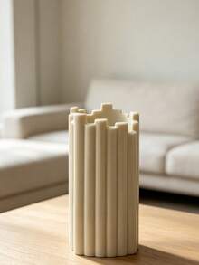 1Pc Creative Sawtooth Top Fluted Resin Vase, Minimalist White Desktop Flower Holder For Home Living Room Decor, Versatile Tabletop Ornament & Unique Gift Choice For Modern Decor Lovers - Ribbed Vase - View 12