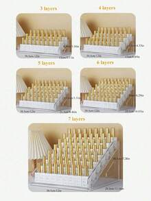 Multi-Layer Nail Polish Storage Display Rack, Perfume Cosmetics Jewelry Organizer, Lipstick Brush Skincare Bottle Storage Rack, Vanity Bathroom Bedroom Desk Office Dorm Apartment University Home Decor Travel Wedding Essential Accessories - Multicolor - View 8