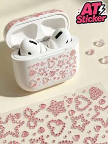 1pc Pink Rhinestone Decorative Sticker, Heart, Five-Point Star, Bow Outline Faux Crystal Rhinestone Pattern, Paired With Independent Single Rhinestones Of Different Sizes, Transparent Base One-Piece Die-Cut Process, Self-Adhesive Backing With Clear Glossy Finish, Strong Adhesion And Resistant To Peeling, Suitable For Phone Cases, Instant Cameras, Bluetooth Earphone Cases, Gift Boxes, Storage Boxes, Tablet Shells And Other Smooth Hard Surfaces, Used For Decorating Various Items To Create A Light Luxury Romantic Texture And Enhance The Atmosphere Of The Object - Decorative Stickers - View 4